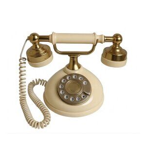 Western Electric Vintage‎ Push Button Telephone Cream Ivory & Brass Mid Century
